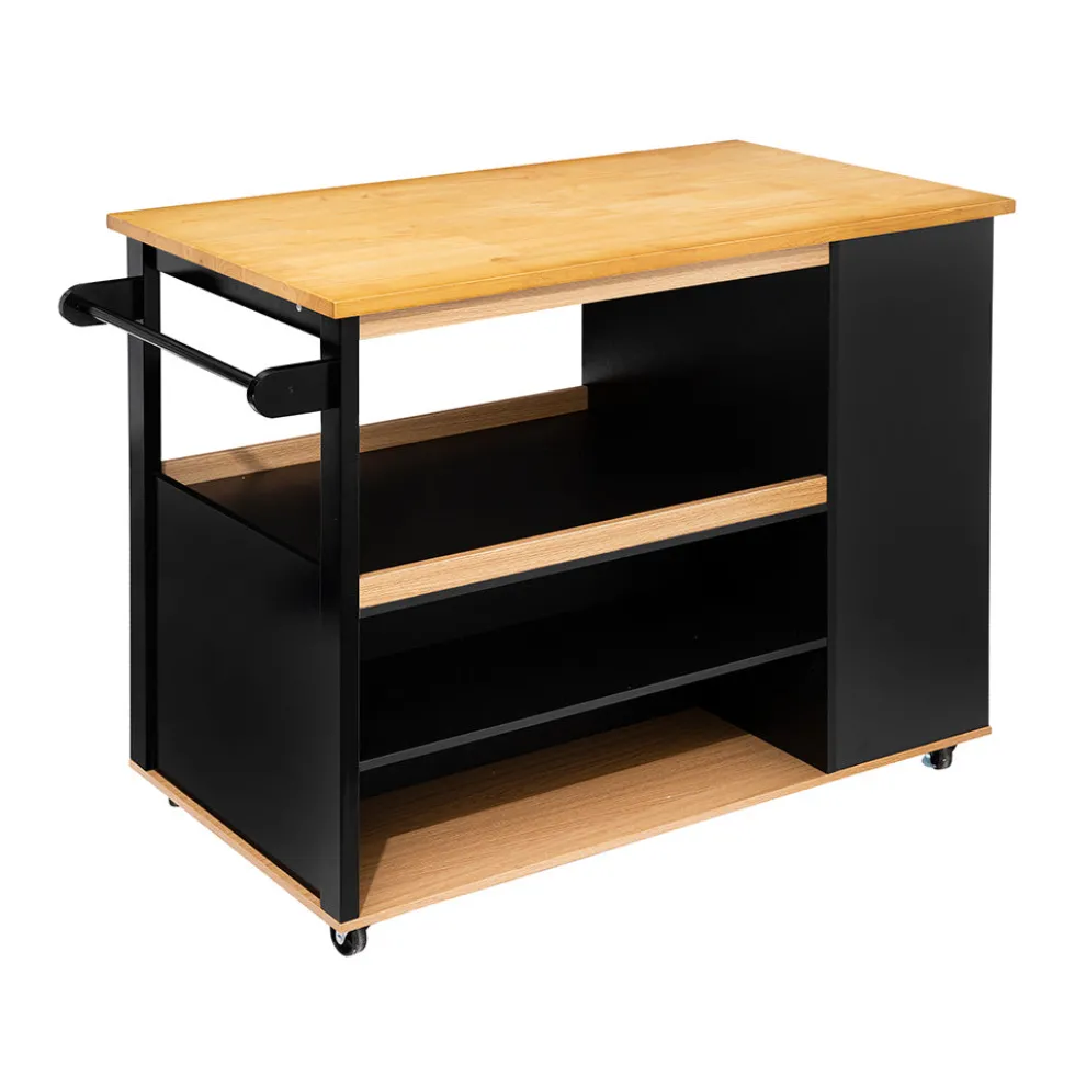 Keukeneiland op wielen hout zwart Five®