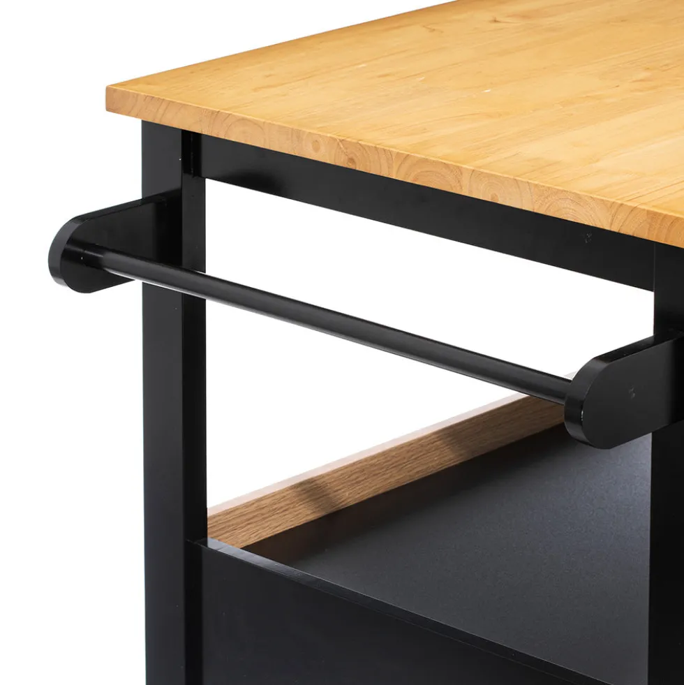 Keukeneiland op wielen hout zwart Five®