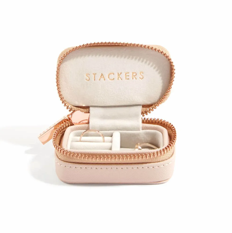 Klein sieradentasje met rits roze Stackers - Blush Pink