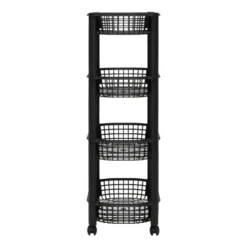 Kunststof zwarte trolley met 4 mandjes Five®