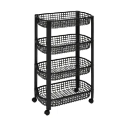 Kunststof zwarte trolley met 4 mandjes Five®