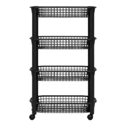 Kunststof zwarte trolley met 4 mandjes Five®