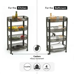 Kunststof zwarte trolley met 4 mandjes Five®