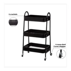 Metalen trolley zwart 3 laags Five®