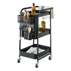 Metalen trolley zwart met opbergbakken Five®