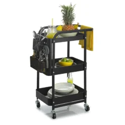 Metalen trolley zwart met opbergbakken Five®