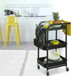 Metalen trolley zwart met opbergbakken Five®