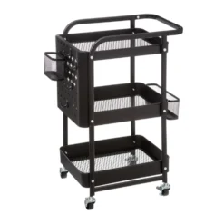 Metalen trolley zwart met opbergbakken Five®