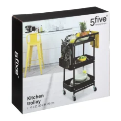 Metalen trolley zwart met opbergbakken Five®
