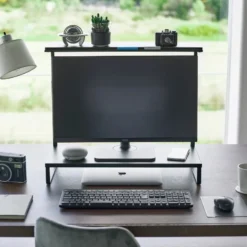 Monitorstandaard zwart 2-laags in hoogte verstelbaar Yamazaki