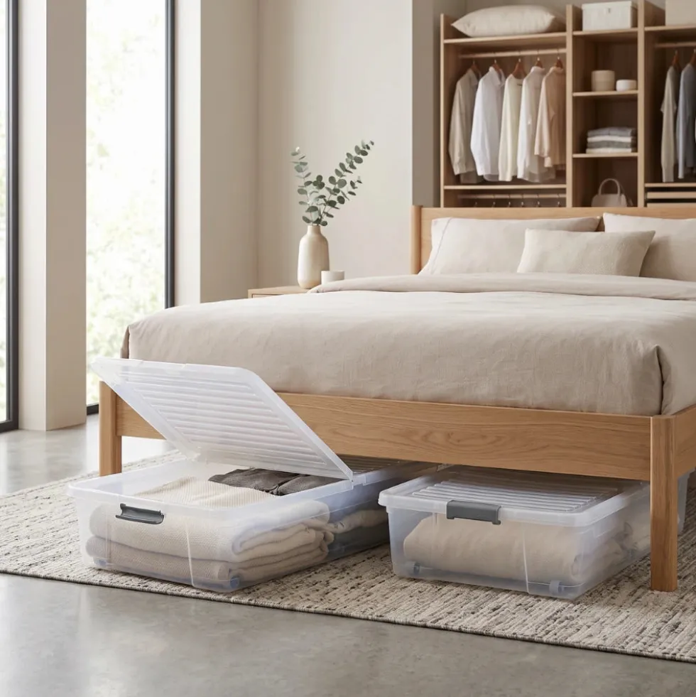 Opbergbox onder bed op wielen en klapdeksel 53 liter Five®