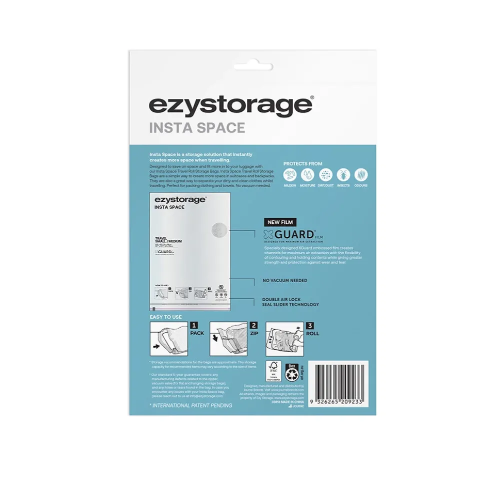Oprolbare vacuümzak 2x small en 3x medium Ezystorage