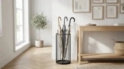 Parapluhouder zwart met lekbak metaal Five®