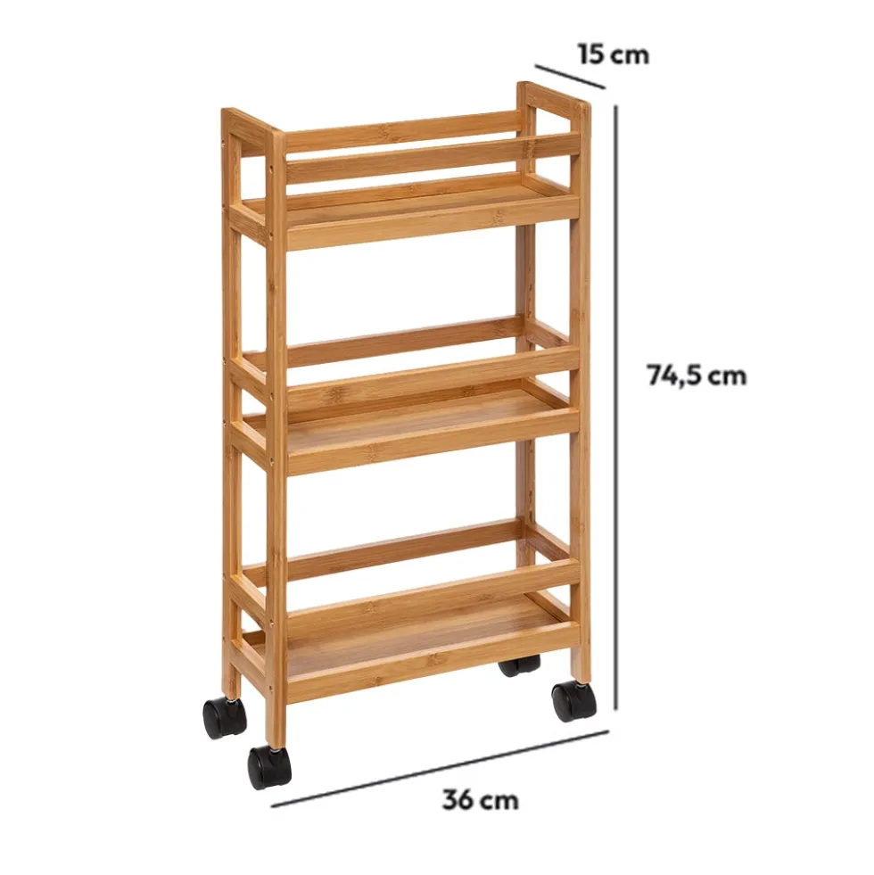 Smalle keukentrolley 3 niveaus bamboe Five®