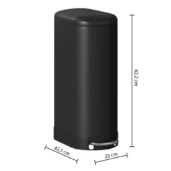 Smalle zwarte pedaalemmer 30 liter Five®