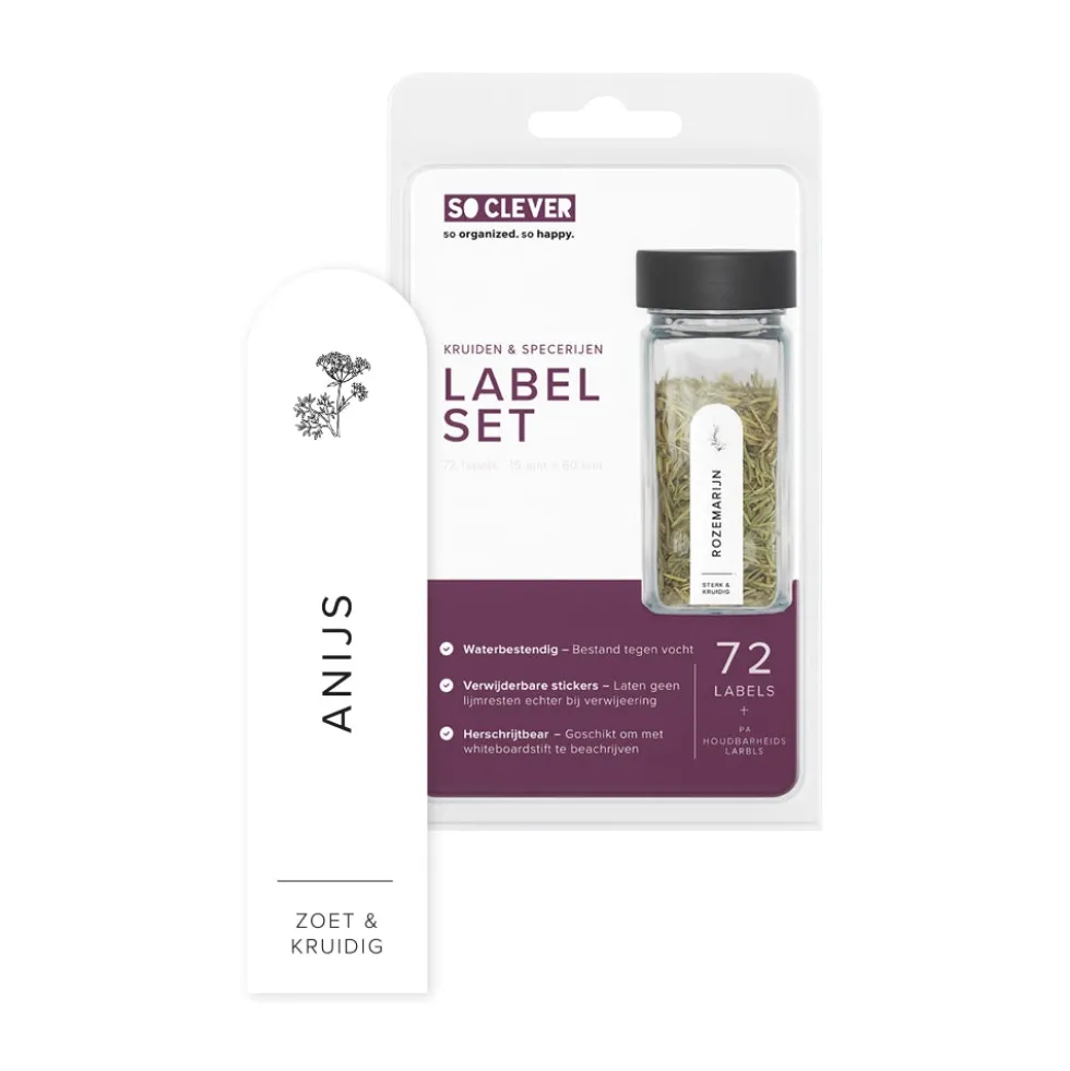 So Clever kruidenset 24 Kruidenpotjes 120 ml met 15x60mm Labels