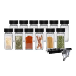 So Clever Vierkante Kruidenpotjes 120 ml (12 st.) Bamboe Zwarte Deksels
