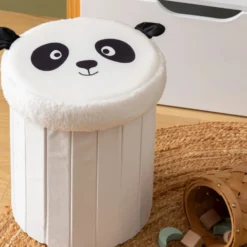 Speelgoedmand en poef met deksel Panda Atmosphera