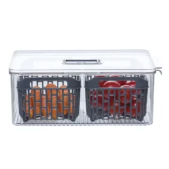 Stapelbaar koelkastbakje large met 2 zeefmandjes Five®
