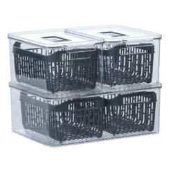 Stapelbaar koelkastbakje large met 2 zeefmandjes Five®