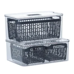 Stapelbaar koelkastbakje medium met 1 zeefmandje Five®