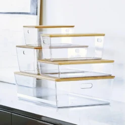Transparant bakje bamboe deksel 6 liter Ezystorage