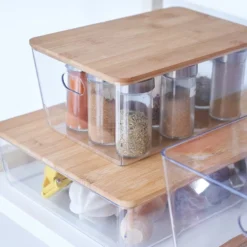 Transparant bakje bamboe deksel 6 liter Ezystorage