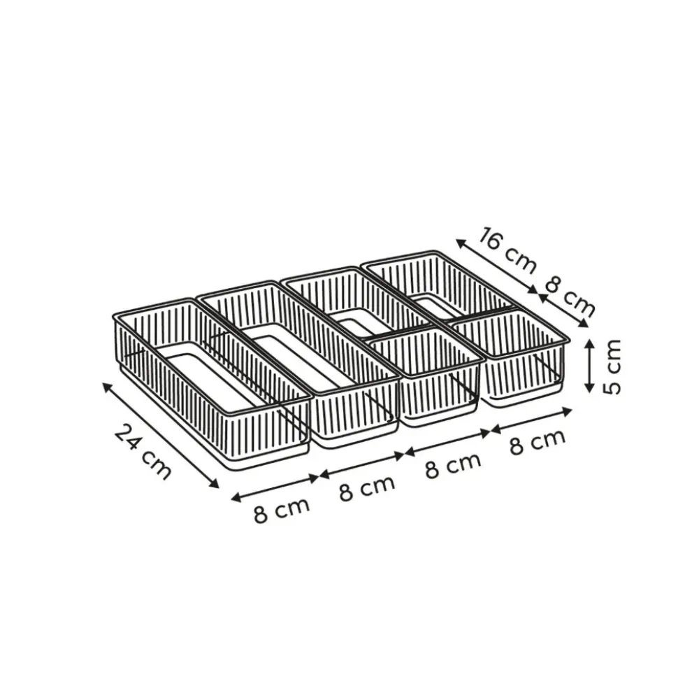 Transparante ladebakjes 6-delige set ribbelpatroon Five®