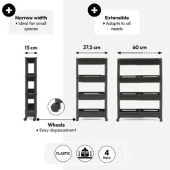 Uitschuifbare zwarte trolley Five®