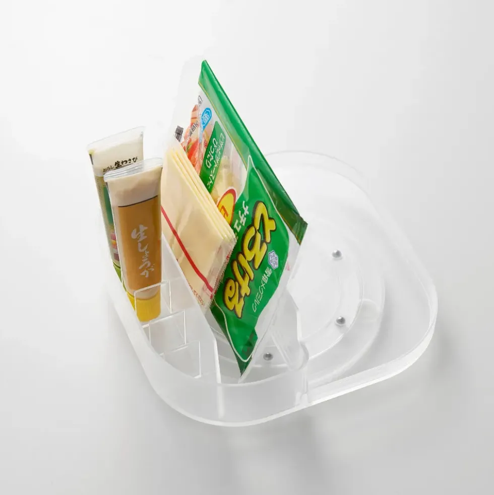 Vierkant transparant draaiplateau met opbergbakje Yamazaki