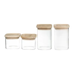 Voorraadpotten met houten deksel 4-delig Five®