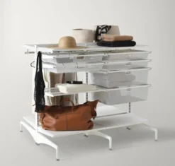 Vrijstaand Elfa Rek Room Divider met Uitschuifbare Manden - 124,8 cm