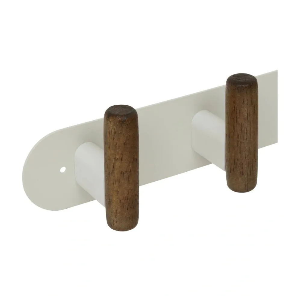 Wandkapstok metaal/hout 40cm met 5 ophanghaken Five® Cassie