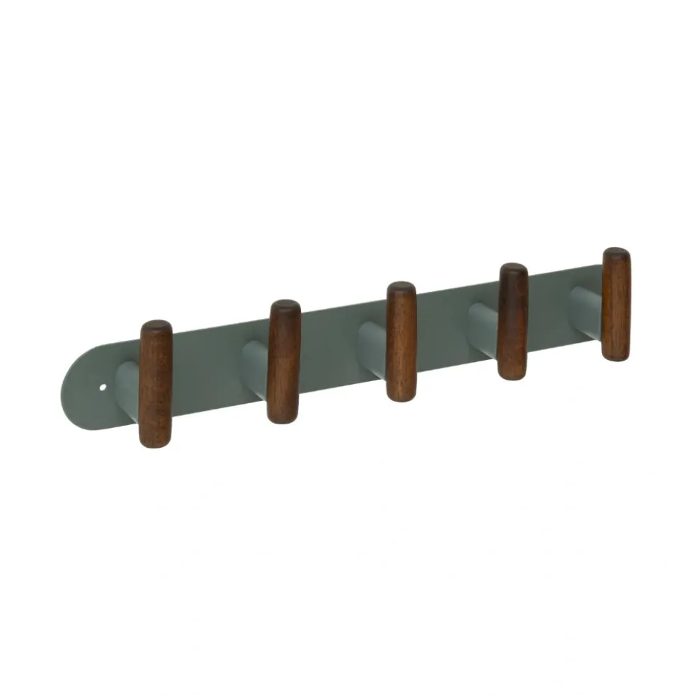 Wandkapstok metaal/hout 40cm met 5 ophanghaken Five® Cassie