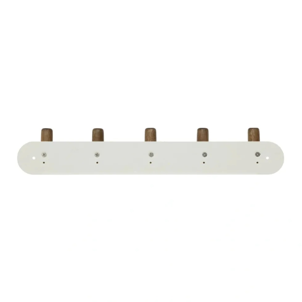 Wandkapstok metaal/hout 40cm met 5 ophanghaken Five® Cassie