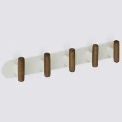Wandkapstok metaal/hout 40cm met 5 ophanghaken Five® Cassie