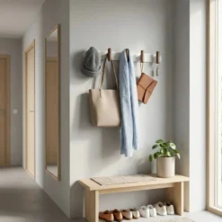 Wandkapstok metaal/hout 40cm met 5 ophanghaken Five® Cassie
