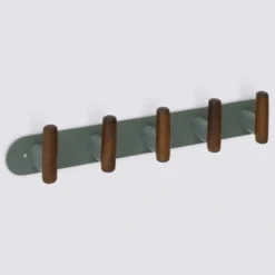 Wandkapstok metaal/hout 40cm met 5 ophanghaken Five® Cassie