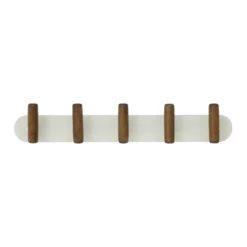 Wandkapstok metaal/hout 40cm met 5 ophanghaken Five® Cassie