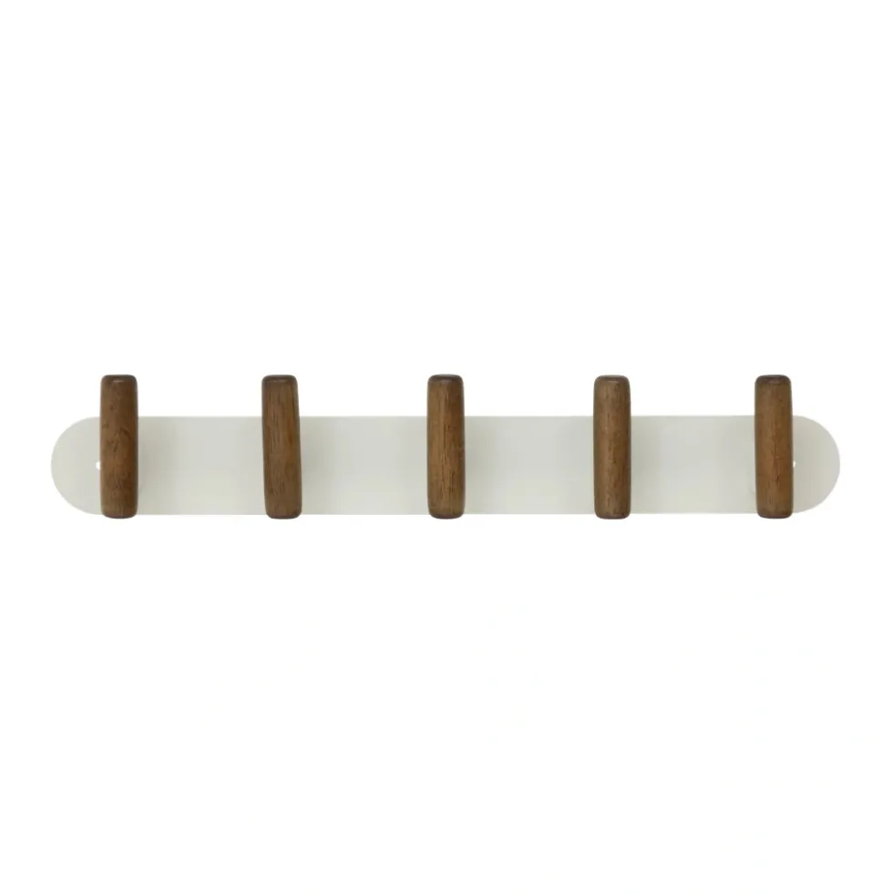 Wandkapstok metaal/hout 40cm met 5 ophanghaken Five® Cassie