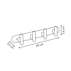 Wandkapstok metaal/hout 40cm met 5 ophanghaken Five® Cassie