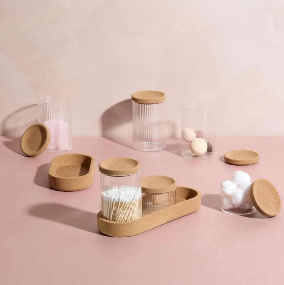 Wattenschijfjes en -staafjes houder 3-delige set Five®