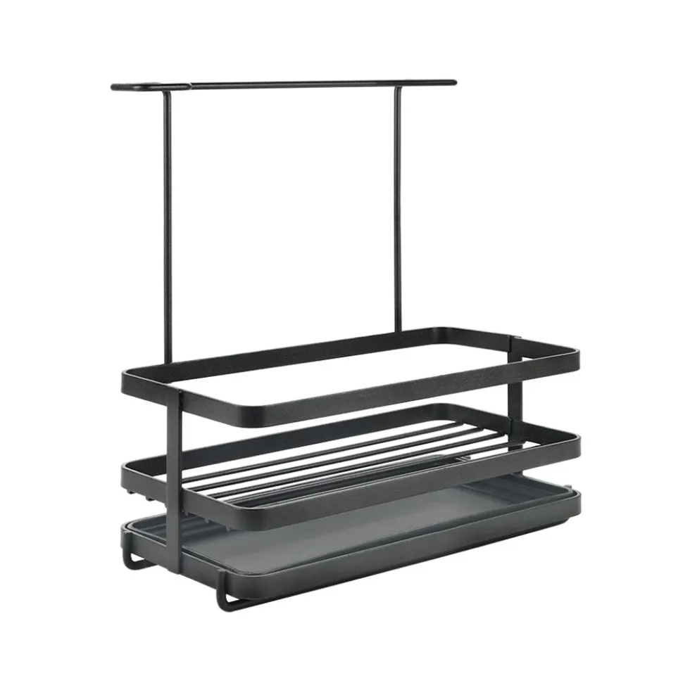 Zwarte gootsteen organizer Metaltex