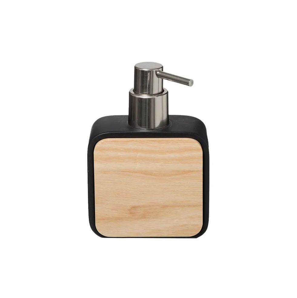 Zwarte zeepdispenser houtlook Five® - Naturéo