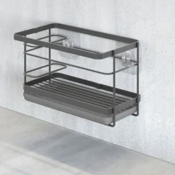 Zwart gootsteen bakje met zelfklevende pads Metaltex