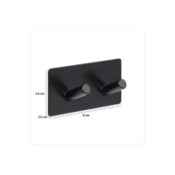Zwart of Zilver dubbel handdoekhaakje zelfklevend Five® (kleurkeuze niet mogelijk)