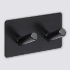 Zwart of Zilver dubbel handdoekhaakje zelfklevend Five® (kleurkeuze niet mogelijk)