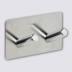 Zwart of Zilver dubbel handdoekhaakje zelfklevend Five® (kleurkeuze niet mogelijk)