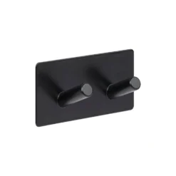 Zwart of Zilver dubbel handdoekhaakje zelfklevend Five® (kleurkeuze niet mogelijk)