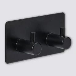 Zwart of Zilver dubbel handdoekhaakje zelfklevend Five® (kleurkeuze niet mogelijk)